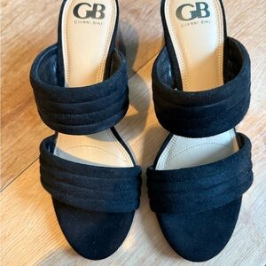 Gianni Bini Black Heeled Mules with Elegant Straps